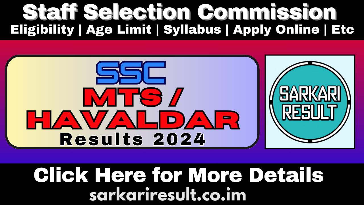 SSC MTS / Havaldar Results 2024