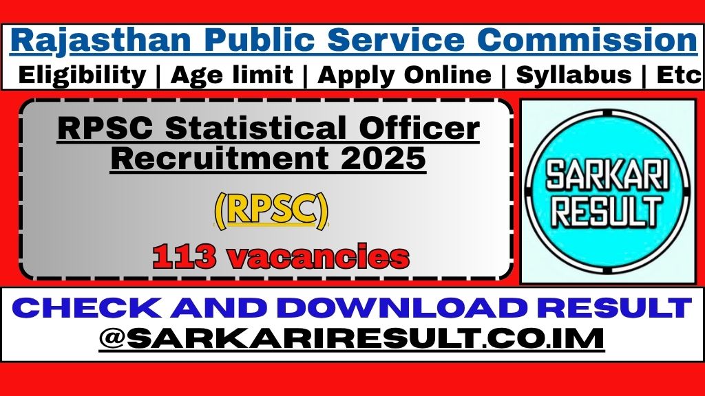 RPSC Statistical Officer Recruitment 2025