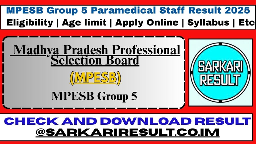 MPESB Group 5 Paramedical Staff Result 2025