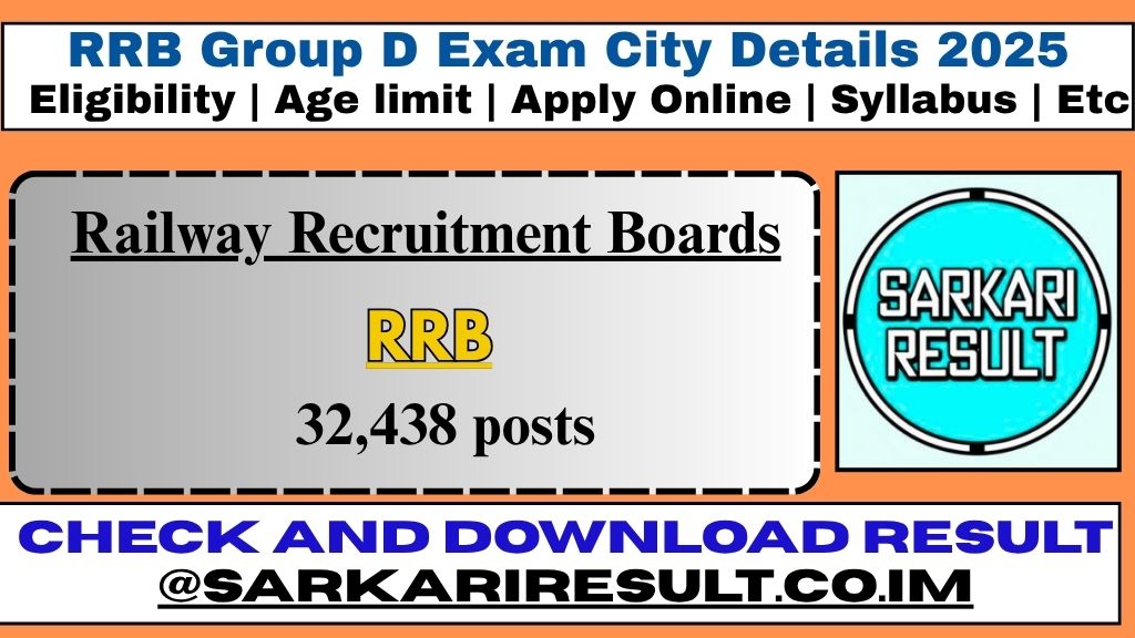 RRB Group D Exam City Details 2025