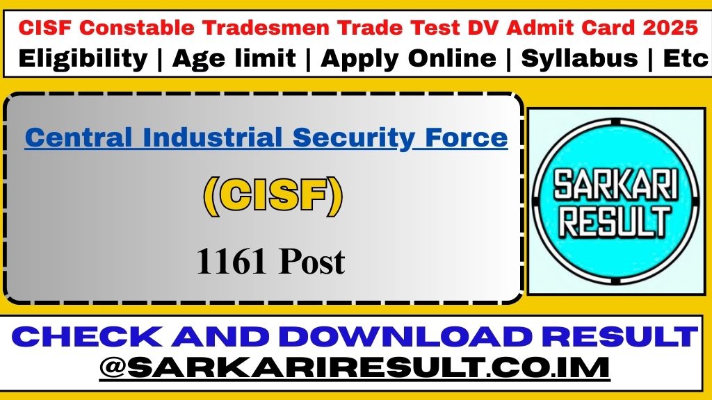 CISF 2025 Admit Card